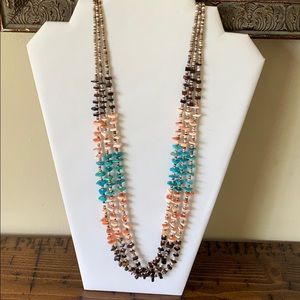 Multi strand, heishi , turquoise & shell necklace